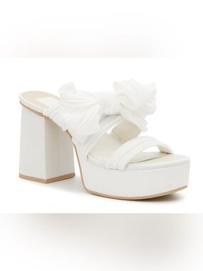 Dolce Vita Women’s White Platform Bow-Detail Block Heel Mules Size 7.5